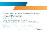Submarine Cables: Critical Infrastructure Supplier · PDF fileTE Subsea Communications LLC Submarine Cables: Critical Infrastructure Supplier Perspective Dr. Ronald J. Rapp Director,