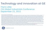Technology and innovation at GE Mark Little · PDF fileTechnology and innovation at GE Mark Little ... New Gas Turbine ... Subsea technology  pipeline for new oil production