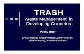 Waste Management in Developing Countries 2004... · Waste Management in Developing Countries ...  ... products to drive ...