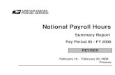 National Payroll Hours - prc.gov1].pdf · Finance National Payroll Hours February 16 - Pay Period 05 - FY 2008 Summary Report February 29, 2008 REVISED