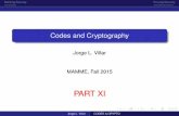 Codes and Cryptography - UPC Universitat Politècnica de ... · PDF filescheme for the spaces M, C, Kand security parameter ‘. ... Probabilistic Polynomial-Time Oracle Turing Machine