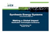Synthesis Energy SystemsSynthesis Energy Systems Library/research/coal/energy systems... · Synthesis Energy SystemsSynthesis Energy Systems Making a Global Impact ... Synthesis Gas