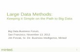 Large Data Methods - Data Science for Customer Insights · PDF fileLarge Data Methods: Keeping it Simple on the Path to Big Data Big Data Business Forum, San Francisco, November 13,
