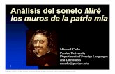 Análisis del soneto Miré los muros de la patria mía · PDF file2 Miré los muros de la patria mía Escrito por Francisco de Quevedo (1580-1645) supuestamente en el año 1613. Otros