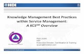 Knowledge Management Best Practices within Service ...c.ymcdn.com/sites/ · PDF fileKnowledge Management Best Practices within Service Management: ... Compliments and enhances ITIL