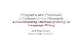 Programs and Proposals in Codeswitching ResearchWhat is Codeswitching? • Codeswitching, or CS for short, is a speech style in which fluent (i.e., simultaneous) bilinguals move in