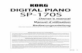 SP-170S Owner's manual - Strumenti Musicali .net · PDF fileThank you for purchasing the Korg SP-170S digtal piano. ... pour de plus amples renseignements concernant la bonne méthode