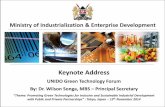 Keynote Address - unido.or.jp · PDF fileKeynote Address UNIDO Green Technology Forum By: Dr. Wilson Songa, ... {GESIP}(2014) b) Greeninvestment andinnovationdrivenby: Renewable energy