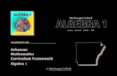 Algebra 1 - McDougal · PDF fileMcDougal Littell Algebra 1 correlated to the Arkansas Mathematics Curriculum Framework Algebra 1 ... Lesson 1.3: 16-21; Lesson 2.5: 94; Lesson 2.7: