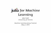 Julia for Machine Learning - University of Torontojsnell/assets/julia-tutorial.pdf · Julia for Machine Learning ... • Prototype in high-level language • Write performance critical