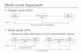 Multi-cycle Approachamerican.cs.ucdavis.edu/academic/ecs154b.s13/pdf/MIPSmulticycle.pdf · 2 Multi-cycle Approach • Each cycle must – Store values needed in a later cycle of the