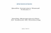 Quality Assurance Manual Volume I · PDF fileQuality Assurance Manual . Volume I . Quality Management Plan . for Ambient Air Monitoring . July 2013