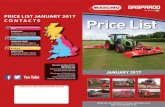 Distributed by PRICE LIST JANUARY 2017 CONTACTS ... - · PDF filePrice List JANUARY 2017 ... Jumbo Rapido 11 Rollers 12 Grain Drills Primavera - Tine Drill 13 ... • Cat I Linkage