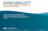 GUIDELINES FOR FOOD SERVICE TO VULNERABLE · PDF filePlating and serving food ... the Guidelines for food service to vulnerable persons ... for food service to vulnerable persons of