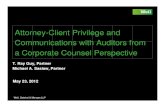 Attorney-Client Privilege and Communications with · PDF fileAttorney-Client Privilege and Communications with ... audit response letters and ... Attorney-Client Privilege and Communications