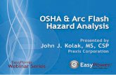 OSHA & ARC FLASH HAZARD ANALYSIS - EasyPowereasypower.com/training/docs/J-Kolak-Webinar-Slides-1-8-15.pdf · OSHA & ARC FLASH HAZARD ANALYSIS Impact of Revisions to the OSHA Electrical