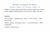 Web viewWelcome to English 10 Honors! Monday, August 27/Tuesday, August 28. Target: To learn about each other, to learn about our course, and to begin thinking