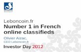 Leboncoin.fr – a winner in French Online classifieds documents/CMD/CMD 2012/CMD… · To get back, What is Leboncoin.fr? A free generalist classifieds website Blocket.se French