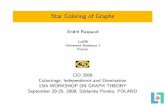 Star Coloring of Graphs - · PDF fileStar Coloring of Graphs Andr´e Raspaud LaBRI Universit´e Bordeaux I France CID 2009 Colourings, Independence and Domination ... (H)|,H ⊆ G