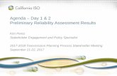 Agenda – Day 1 & 2 Preliminary Reliability Assessment · PDF fileAgenda – Day 1 & 2 Preliminary Reliability Assessment Results Kim Perez Stakeholder Engagement and Policy Specialist.
