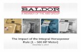 The Impact of the Integral Horsepower Rule (1 – 500 HP  · PDF fileThe Impact of the Integral Horsepower Rule (1 – 500 HP Motor) December 2, 2014