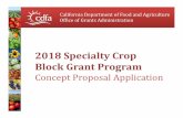 2018 Specialty Crop Block Grant Program · PDF file2018 Specialty Crop Block Grant Program Concept Proposal Application California Department of Food and Agriculture Office of Grants