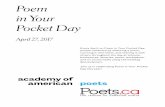 Poem in Your Pocket Day - poets.org · PDF fileIn Your School • If you’re a school principal or administrator, organize a school-wide Poem in Your Pocket Day giveaway using the