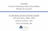 OSHPD Career Pathway Sub-Committee Phase III Launch · PDF fileOSHPD Career Pathway Sub-Committee Phase III Launch UC Berkeley School of Public Health Jeff Oxendine, MBA, MPH Maeve