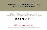 Instruction Manual and Parts List - SINGER Sewing Co. · PDF fileHigh Speed Straight Lockstitch Sewing Machine | Instruction Manual and Parts List 1 Safety Instructions 1.1 Important