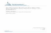 Tax Provisions that Expired in 2014 ("Tax Extenders") · PDF fileTax Provisions that Expired in 2014 (“Tax Extenders ... Tax Provisions that Expired in 2014 ... Examining the reason