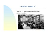 Lecture 7: Thermodynamic cycles – steam cycles · PDF fileTHERMODYNAMICS Lecture 7: Thermodynamic cycles – steam cycles. Thermodynamics ... 4 5 p V Stages of a closed cycle: 1