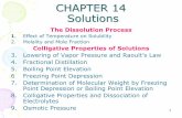 CHAPTER 14 Solutions - Texas A&M · PDF fileCHAPTER 14 Solutions The Dissolution Process 1. ... boiling point elevation and freezing point depression than nonelectrolytes. –This