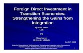 Foreign Direct Investment in Transition Economies ... · PDF fileIndependent variable FDI ij (levels) FDI ij (lagged form) 13 How might FDI affect performance and integration Parent