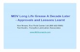 2013 MOV Long Life Grease A Decade Later (NXPowerLite) MOV Long Life Grease A... · MOV Long Life Grease A Decade Later ... (888 442-5008) Ted Austin, Forsythe Lubrication Associates