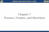 Chapter 7 Trusses, Frames, and Machines - Drexel …cac542/L13.pdf · 1 MEM202 Engineering Mechanics - Statics MEM Chapter 7 Trusses, Frames, and Machines