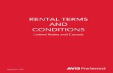 RENTAL TERMS AND CONDITIONS - Avis Rent a Car · PDF fileTERMS AND CONDITIONS 2 1. General a) These Terms and Conditions form a part of the Rental Agreement (described hereinafter