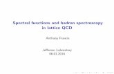 Spectral functions and hadron spectroscopy in lattice QCD · PDF fileSpectral functions and hadron spectroscopy in lattice QCD Anthony Francis Je erson Laboratory 06.01.2014