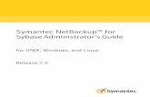 Symantec NetBackup for SybaseAdministrator'sGuidedanno/...AdminGuide_Sybase.pdf · Symantec NetBackup™ for Sybase Administrator's Guide Thesoftwaredescribedinthisbookisfurnishedunderalicenseagreementandmaybeused