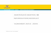 MATH1231 MATHS 1B - University of New South Wales · PDF fileMATH1231 MATHS 1B SUMMER 2013- 2014. 1 ... If you did not do MATH1231 MATHEMATICS 1B in Semester 2 then you should strongly