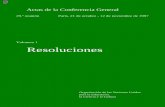 Volumen 1 Resoluciones - · PDF fileEl presente volumen, que contiene las resoluciones aprobadas por la Conferencia General y la lista de miembros de las ... 07 Informe del Consejo