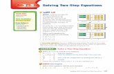 3-5 Solving Two-Step Equations - Glencoeglencoe.com/.../add_lesson/two_step_equations_mac1.pdf · two-step equation Math Online glencoe.com ... Lesson 3-5 Solving Two-Step Equations
