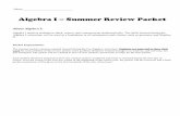 Algebra 1 summer packet - mpsri.net · PDF fileName:_____ Algebra I – Summer Review Packet About Algebra I: Algebra I requires students to think, reason, and communicate mathematically