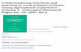 Contextualising teaching and learning in rural primary ... · PDF fileContextualising teaching and learning in rural primary schools: Using agricultural experience - Volume 1 - Education