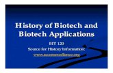 History of Biotech and Biotech Applicationsfaculty.mc3.edu/lrehfuss/bit120/history.pdf · History of Biotech and Biotech Applications BIT 120 Source for History Information: ... ray