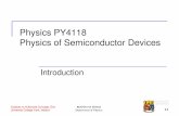 Physics PY4118 Physics of Semiconductor · PDF filePhysics of Semiconductor Devices Introduction 1.1 ... state physics as applied to electronic components such as diodes, transistors