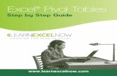 Excel Pivot Tables - Learn Excel Now - Conquer the Fear … Pivot Tables Step by Step Guide Table of Contents Intro Page 3 Set Up/Build a Pivot Table Page 5 Manipulate the Date Page