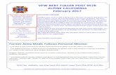 VFW BERT FULLER POST 9578 ALPINE CALIFORNIA February · PDF fileVFW BERT FULLER POST 9578 ALPINE CALIFORNIA February 2017 ... James Abercrombie ... VFW BERT FULLER POST 9578 ALPINE