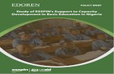 ESSPIN Support to Capacity Dev in Basic Education Jan · PDF file... local and school or community levels in Nigeria. The programme works in ˘ Nigeria states Enugu, Jigawa, Kaduna,