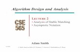 LECTURE 2 Analysis of Stable Matching Asymptotic ads22/courses/cse565/F08/www/lec... · PDF fileAlgorithm Design and Analysis LECTURE 2 • Analysis of Stable Matching ... Brief Syllabus