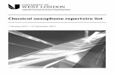 Classical saxophone repertoire list - Esami · PDF fileWhere the repertoire list indicates tenor saxophone, the piece may also be played on ... New Alto Saxophone Solos Book 1 (Very